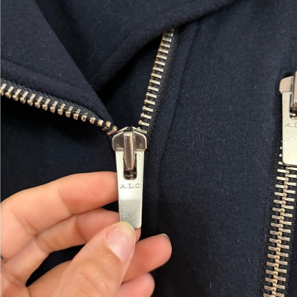 A.L.C | Oxford Jacket In Navy Blue Size 8 NEW Moto Cropped - Picture 8 of 8